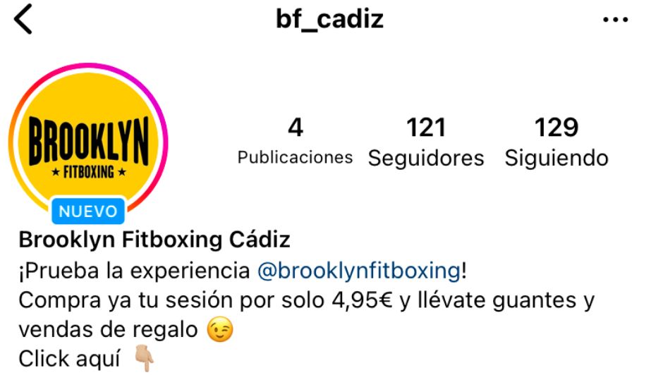 redes sociales de Brooklyn Fitboxing Cádiz